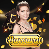 Baccarat live casino icon with cards on table